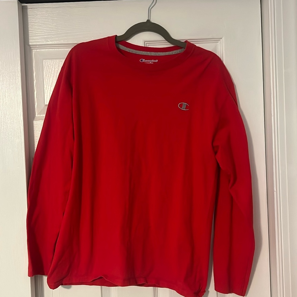 Champion Men’s, Red, long sleeve champion shirt. Great condition!